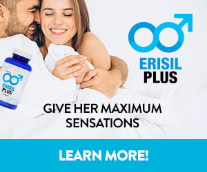 Erisil Plus 1 a happy couple a blue sign with white text