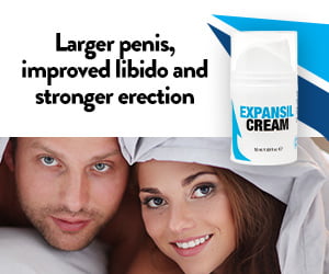 Sexual Vitality 5 painting with black letters, the face of a happy man and woman.