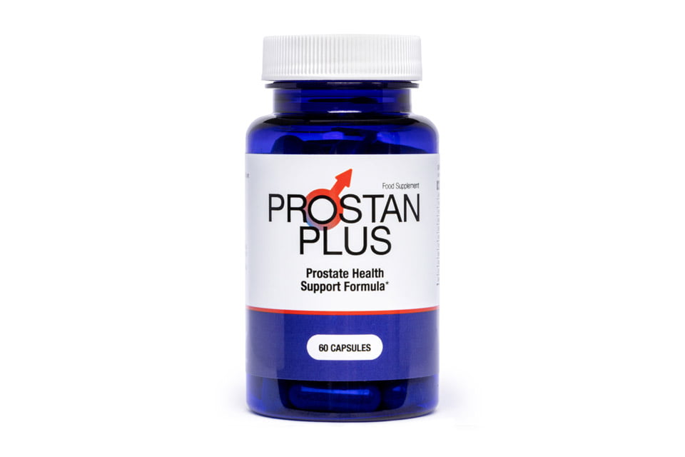 Prostate 5 a blue bottle with a white cap.