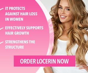 Hair Loss 1 a woman with long hair and a pink background