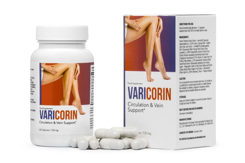 Varicose Veins 3 box and bottle of pills with woman legs picture.