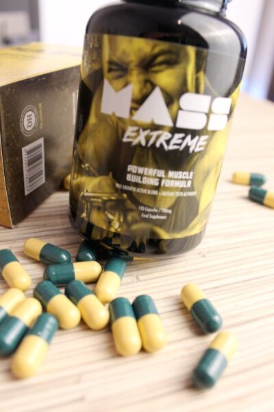 Mass Extreme 12 Yellow medicine packaging box with black letters