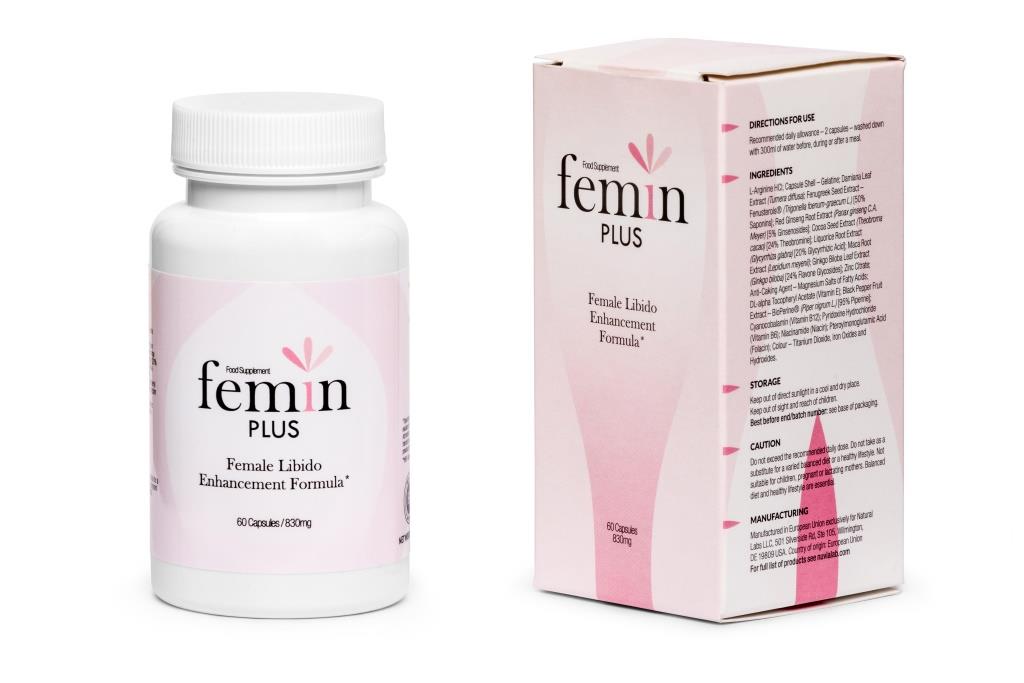 Female Libido 7 white and pink box and packaging with black letters