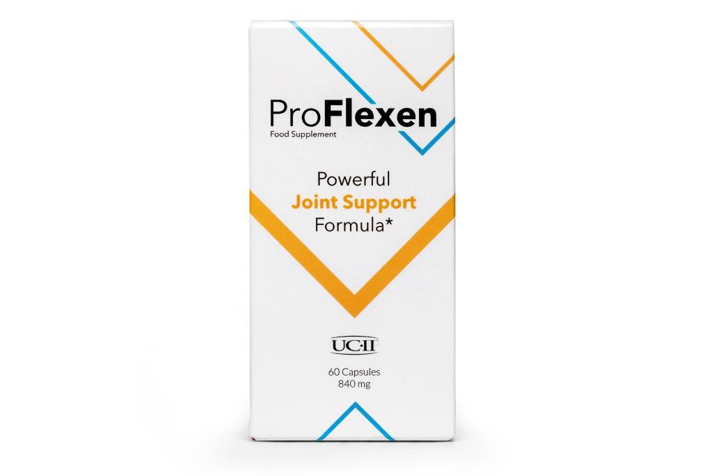 ProFlexen 2 orange white medicine packaging and black letters