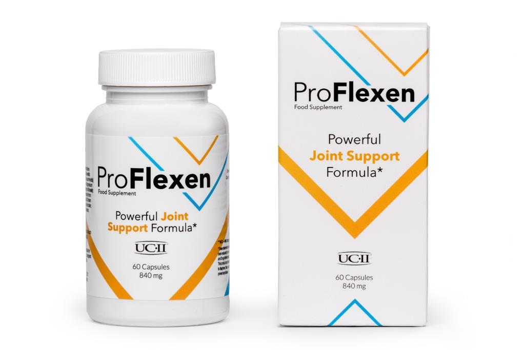 ProFlexen 3 orange white medicine bottle and packaging and black letters