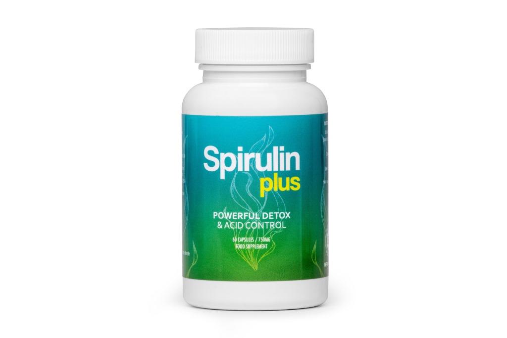 Spirulin Plus 6 bottle white green medicine and white and yellow letters